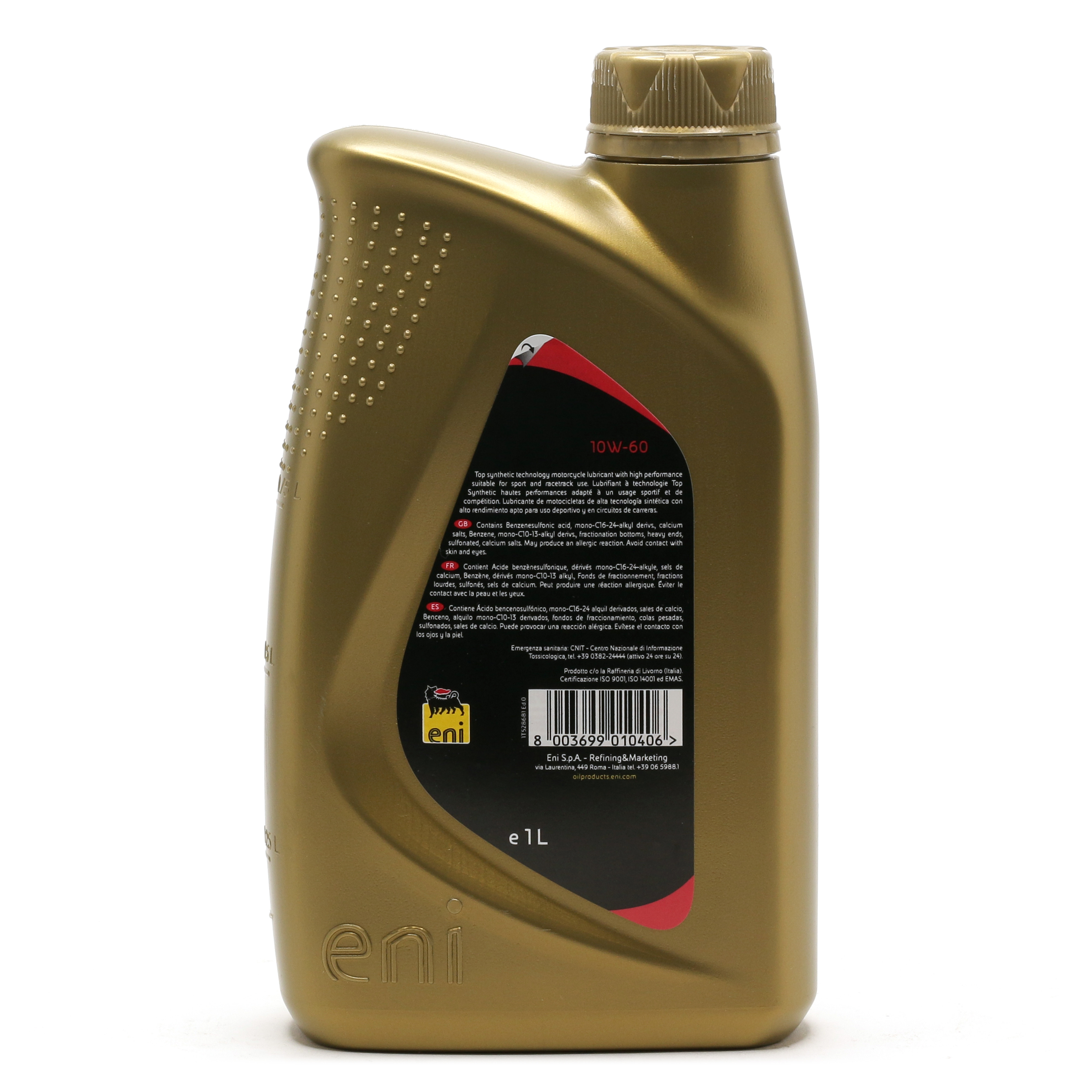 Eni i-Ride Racing 10W-60 synthetisches Motorrad Motoröl 1l Flasche